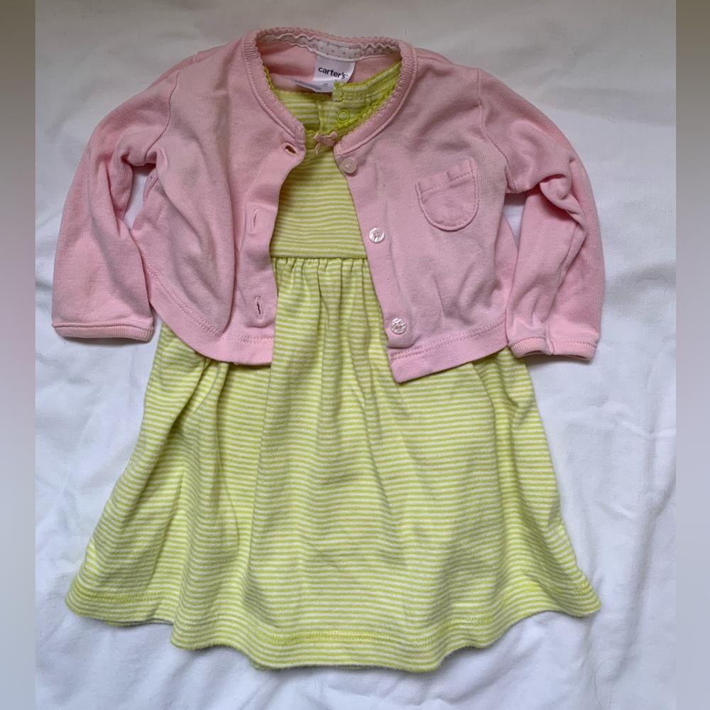 Carter’s 3m dress and lightweight jacket - green and pink